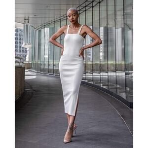 The Drop Women's Whisper White Strappy Rib Midi Dress by signedblake